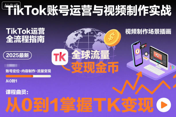 2025最新TikTok账号运营与视频制作实战全流程，从0到1掌握TK变现(含11月最新TK搬运技术)-资源宝库