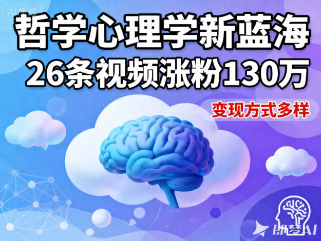 短视频新蓝海，哲学心理学赛道，26条视频涨粉130W，变现方式多样-资源宝库