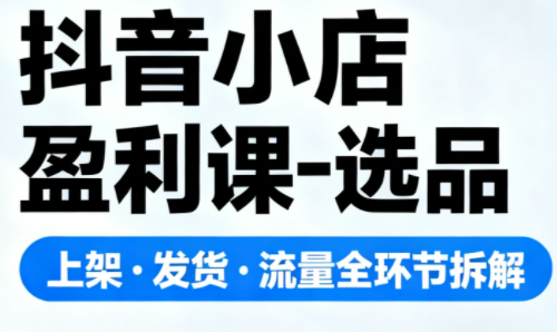 抖音小店盈利课-选品·上架·发货·流量全环节拆解-资源宝库