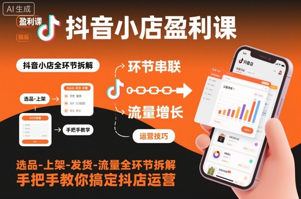 抖音小店盈利课-选品-上架-发货-流量全环节拆解，手把手教你搞定抖店运营-资源宝库