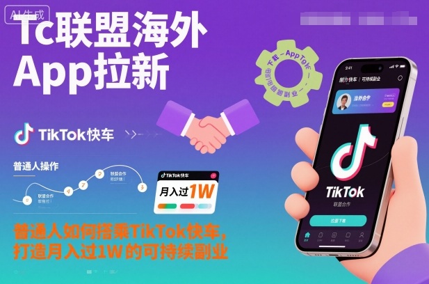 Tc联盟海外App拉新：普通人如何搭乘TikTok快车，打造月入过1W的可持续副业-资源宝库