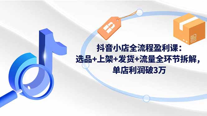 抖音小店全流程盈利课:选品+上架+发货+流量全环节拆解,单店利润破3万-资源宝库