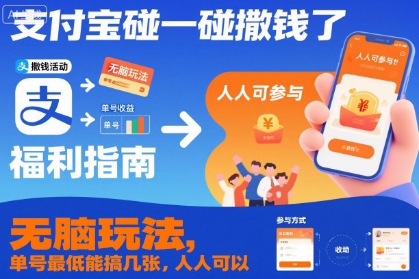 支付宝碰一碰撒钱了，无脑玩法，单号最低能搞几张，人人可以撸【揭秘】-资源宝库
