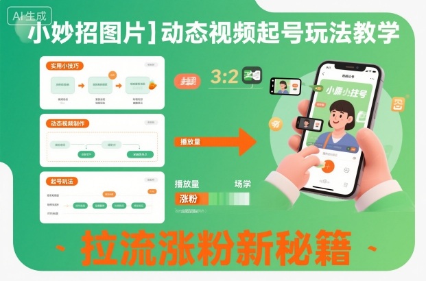 小妙招图片＋动态视频起号玩法教学，拉流涨粉新秘籍-资源宝库