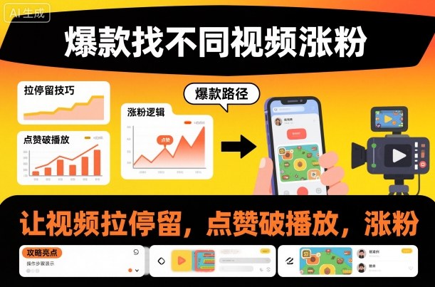 爆款找不同视频涨粉，让视频拉停留，实现点赞，破播放，涨粉-资源宝库
