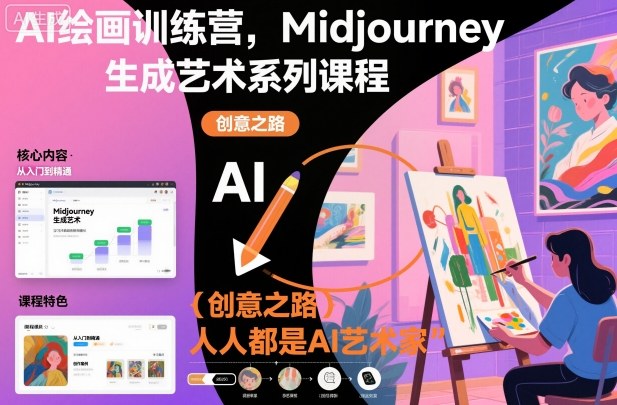 AI绘画训练营，Midjourney生成艺术系列课程，人人都是AI艺术家-资源宝库