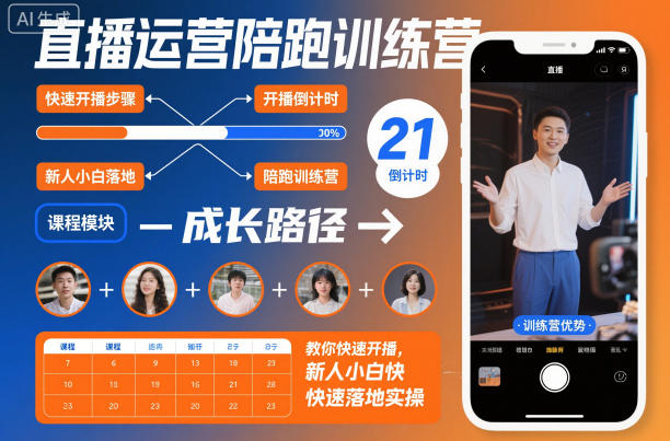 直播运营陪跑训练营,教你快速开播,新人小白快速落地实操-资源宝库