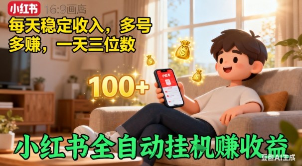 小红书自动挂G賺收益,每天稳定收入,多号多賺,一天三位数【揭秘】-资源宝库
