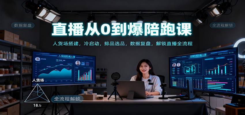 直播从0到爆陪跑课:人货场搭建,冷启动,排品选品,数据复盘,解锁直播全流程-资源宝库