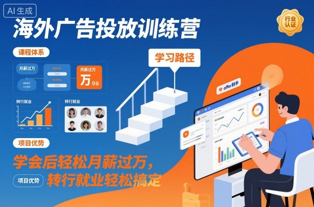 海外广告投放训练营，学会后轻松月薪过万，转行就业轻松搞定-资源宝库