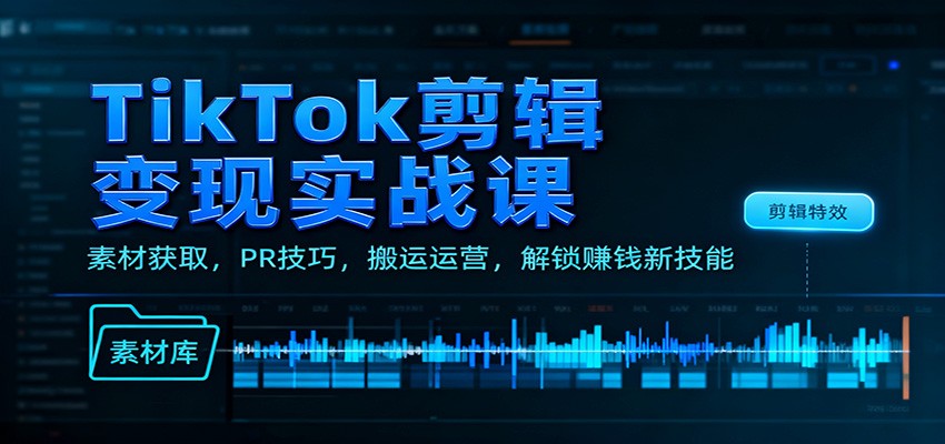 TikTok剪辑变现实战课:素材获取,PR技巧,搬运运营,解锁赚钱新技能-资源宝库