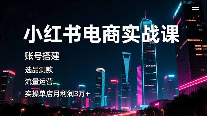 小红书电商实战课，账号搭建，选品测款，流量运营，实操月利润3万+-资源宝库