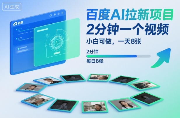 百度AI拉新项目,2分钟一个视频,小白可做,一天8张【附案例+保姆级教程】-资源宝库
