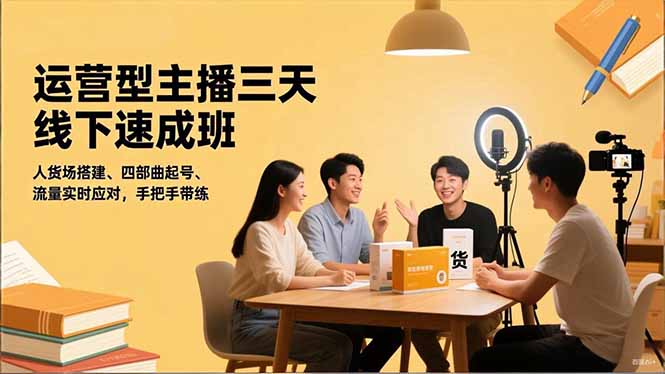 运营型主播三天线下班,人货场搭建,四部曲起号,流量实时应对,手把手带练-资源宝库