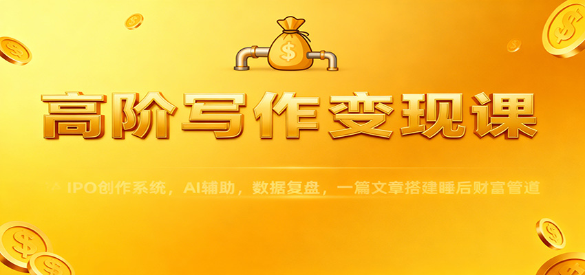 高阶写作变现课：IPO创作系统，AI辅助，数据复盘，一篇文章搭建睡后财富管道-资源宝库