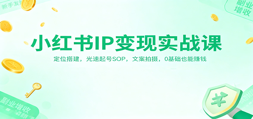 小红书IP变现实战课:定位搭建,光速起号SOP,文案拍摄,0基础也能赚钱-资源宝库