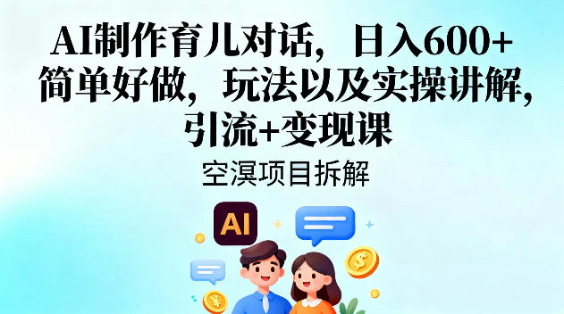 AI制作育儿对话,日入6张+,简单好做,玩法以及实操讲解,引流+变现课-资源宝库