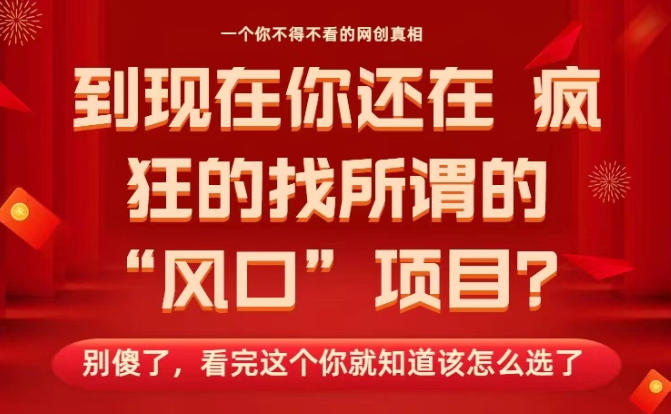 马上26年了，你还在找所谓的风口项目？别傻了，看完这个你全都懂了！【揭秘】-资源宝库