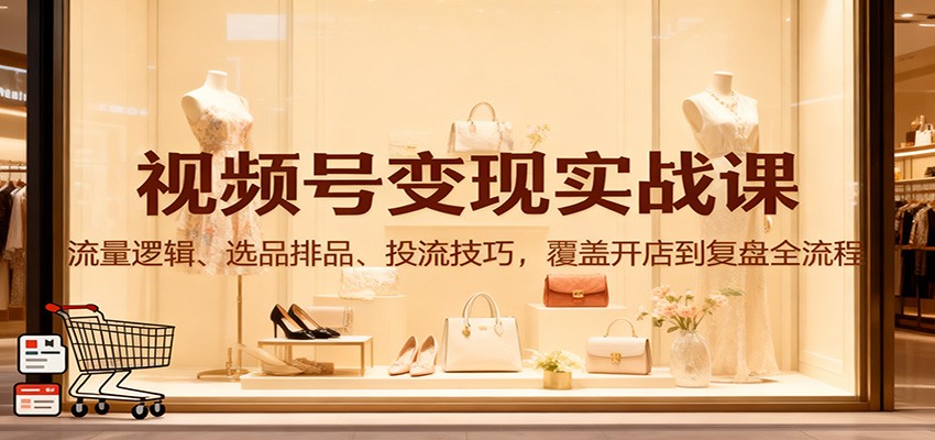 视频号变现实战课：流量逻辑、选品排品、投流技巧，覆盖开店到复盘全流程-资源宝库