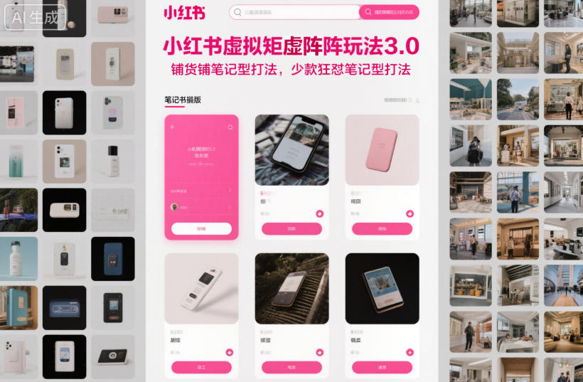 小红书虚拟矩阵玩法3.0,铺货铺笔记型打法,少款狂怼笔记型打法-资源宝库