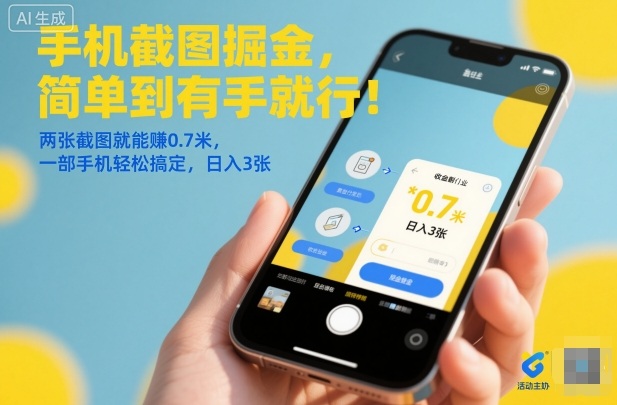 手机截图掘金,简单到有手就行!两张截图就能賺0.7米,一部手机轻松搞定,日入3张【揭秘】-资源宝库