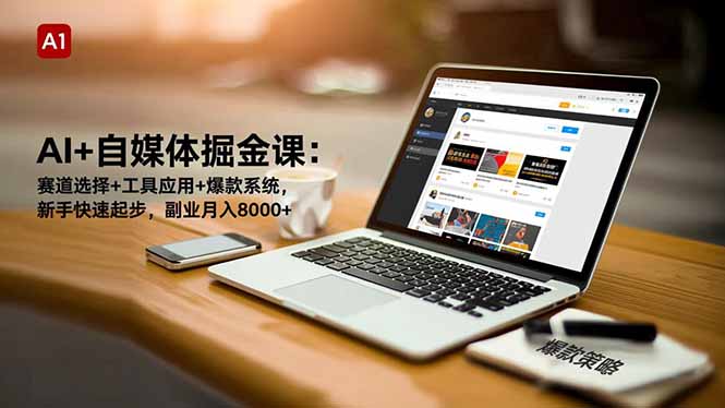 AI+自媒体掘金课：赛道选择+工具应用+爆款系统，新手快速起步，副业月入8000+-资源宝库