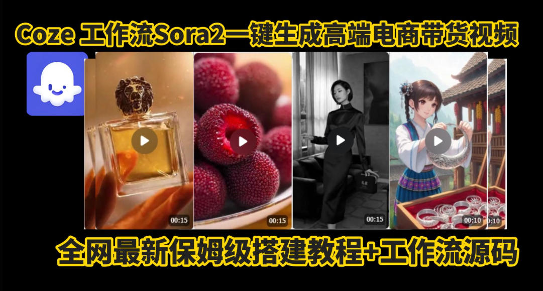 coze智能体sora2一键生成电商带货高端视频工作流保姆级拆解教程，无需剪辑，无需拍摄-资源宝库