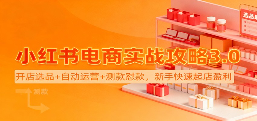 小红书电商实战攻略3.0:开店选品+自动运营+测款怼款,新手快速起店盈利-资源宝库