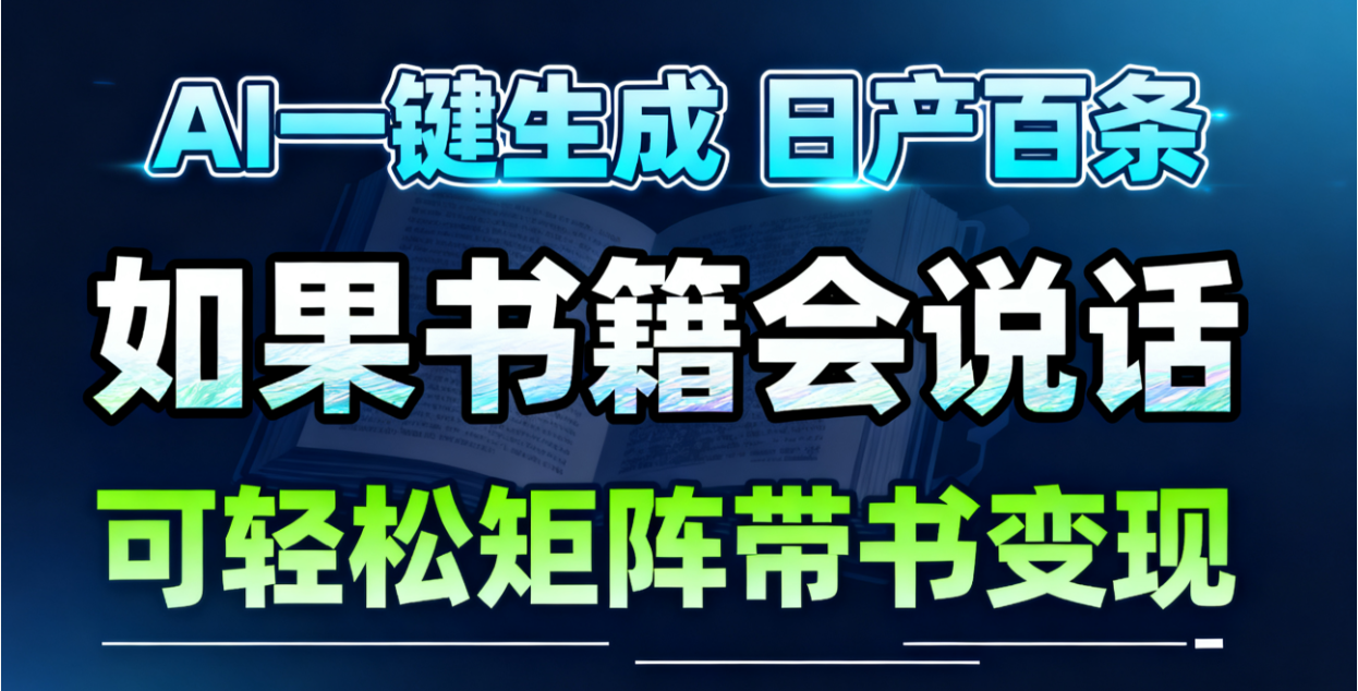 AI书籍会说话,轻松带书变现,月入3W+-资源宝库