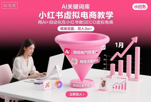 小红书虚拟电商项目,用AI+自动化在小红书做SEO虚拟电商,精准流量,月入3w+-资源宝库