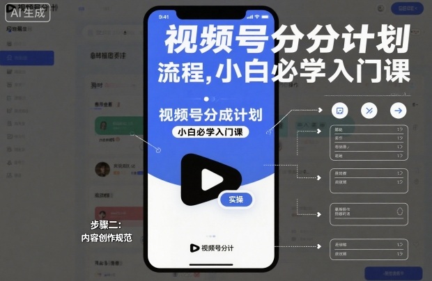 视频号分成计划实操流程,小白必学入门课-资源宝库