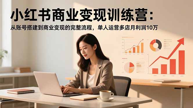 小红书商业变现训练营:从账号搭建到商业变现的完整流程,单人运营多店月利润10万-资源宝库