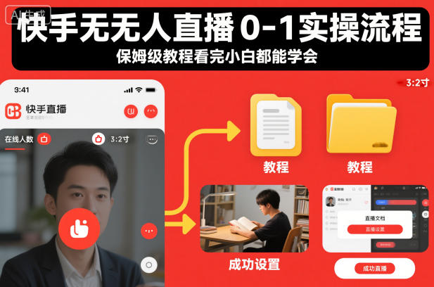 快手无人直播0-1实操流程，保姆级教程看完小白都能学会-资源宝库