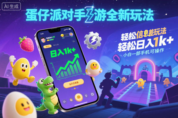 蛋仔派对手游全新玩法,轻松日入1k+,风口信息差玩法,当天见收益,小白一部手机可操作-资源宝库
