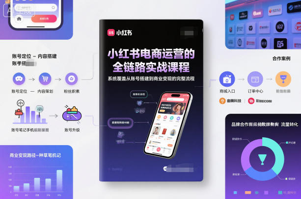 小红书电商运营的全链路实战课程,系统覆盖从账号搭建到商业变现的完整流程-资源宝库