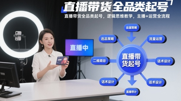 直播带货全品类起号，逻辑思维教学，主播+运营全流程-资源宝库