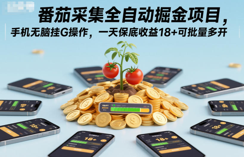 番茄采集全自动掘金项目,手机无脑挂G操作,一天保底收益18+可批量多开【揭秘】-资源宝库