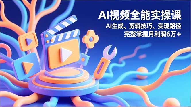 AI视频全能实操课,AI生成、剪辑技巧、变现路径,完整掌握月利润6万+-资源宝库