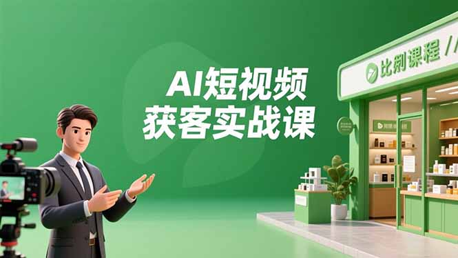 AI短视频获客实战课,数字人创作、实体行业应用、精准引流,30天获取客源月入6万+-资源宝库