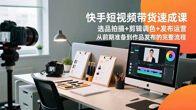 快手短视频带货速成课,选品拍摄+剪辑调色+发布运营,从前期准备到作品发布的完整流程-资源宝库
