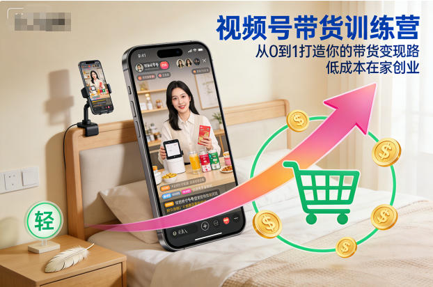 视频号带货训练营,从0到1打造你的带货变现路,低成本在家创业-资源宝库