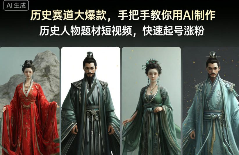 历史赛道大爆款，手把手教你用AI制作历史人物题材短视频，快速起号涨粉-资源宝库