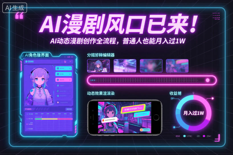 AI漫剧风口已来!AI动态漫剧创作全流程,普通人也能月入过1W-资源宝库