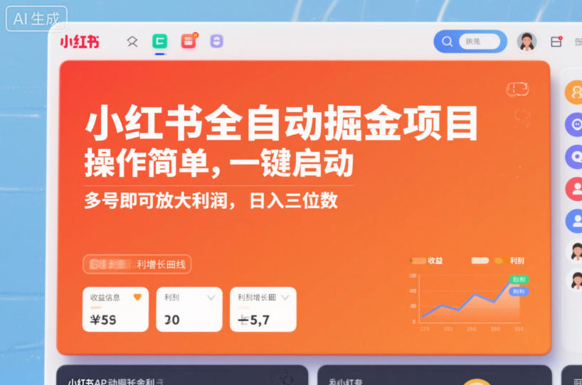 小红书全自动掘金项目，操作简单，一键启动，多号即可放大利润，日入三位数【揭秘】-资源宝库