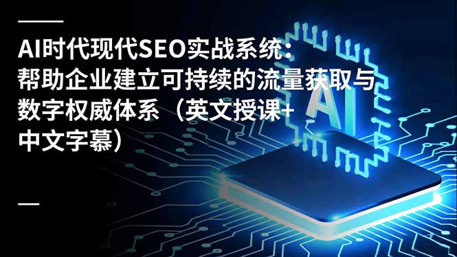 AI时代现代SEO实战系统:帮助企业建立可持续的流量获取与数字权威体系(英文授课+中文字幕-资源宝库