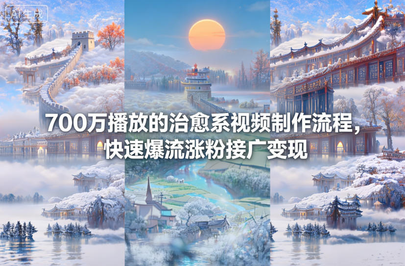 700万播放的治愈系视频制作流程，快速爆流涨粉接广变现-资源宝库