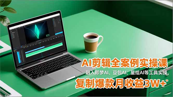AI剪辑全案例实操课,融入即梦AI、豆包AI、星绘AI等工具实操,复制爆款月收益3W+-资源宝库