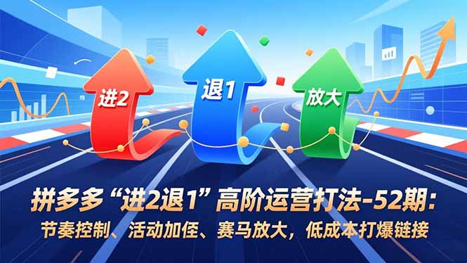 拼多多“进2退1”高阶运营打法-52期：节奏控制、活动加权、赛马放大，低成本打爆链接-资源宝库