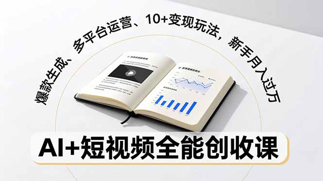 AI+短视频全能创收课,爆款生成、多平台运营、10+变现玩法,新手月入过万-资源宝库