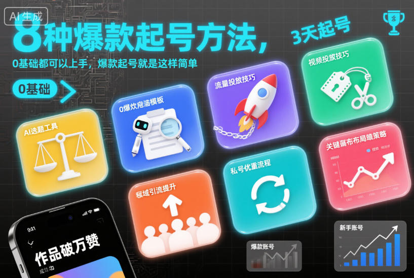 8种爆款起号方法，0基础都可以上手，爆款起号就是这样简单-资源宝库